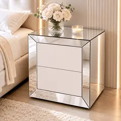 MOBILIARIA ALTA GAMA MONSIER - Mesa de Noche Cristal Aurora - Accesorio para habitacion