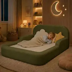 BANZAY - Cama Montessori Infantil 120x180 - Verde Oliva