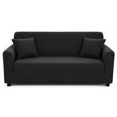 GENERICO - Forro Sofá Funda De 3 Puestos L - Negro Liso