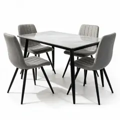MUEBLES FIOTTI - Comedor piedra sinterizada 4 puestos Gris Wencelao