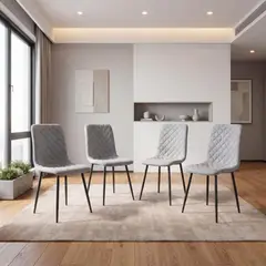 RTA DESIGN - Set de 4 Sillas de Comedor Sorrento, Gris Claro, con Espaldar y Diseño Moderno