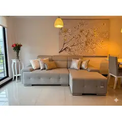 PLUMA HOME - Sofá Cama Moderno Gris Claro con Diseño Capitoné