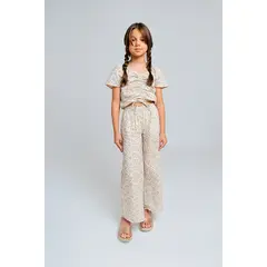 QTORSE - Blusa para niña con estampado floral y recogido al frente 100% algodón Olivia de