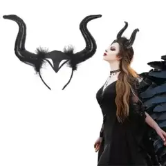 GENERICO - Balaca Cachos Diabla Diademada Halloween Maléfica