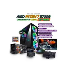 GENERICO - Torre Gamer Cubex AMD Ryzen 7 5700G PCIe 500GB – Refrigeración Líquida 240 mm – Chasis Pecera RGB