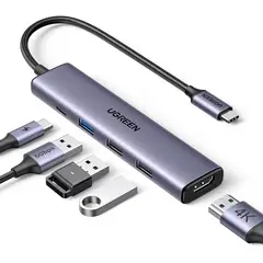 UGREEN - Hub USB-C 5 en 1 – Adaptador con HDMI 4K, Power Delivery 100W y 3 Puertos USB-A