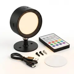 ZENITH - Lámpara Led Recargable Magnética Control Remoto 12 Colores Usb C negro