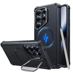 ESR - Cyber Tough Funda con Soporte Stash Stand para Galaxy S26 Ultra Negra