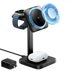 ESR - Cargador Inalámbrico 3 en 1 Qi2 25W para iPhone Negro