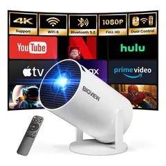 GENERICO - Bigview Mini Proyector H300 Pro Proyector Profesional 4k Wifi Blanco Portátil Smart Tv 12000lm 110v