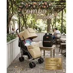 BRITOCHET - Combo Coche Paseador Tipo Sombrilla + Pañalera + Cojin BB2060