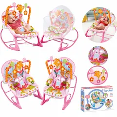 LANZURY IMPORTACIONES - Silla Mecedora Para Bebes Con Toldillo rosado- CONEJITO