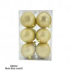 GENERICO - Set X12 Bolas Navideñas Doradas Escarchadas 8cm