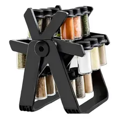 GENERICO - Especiero Giratorio Mesa 2 Niveles Beta Dgt-s946 16 Frascos Negro
