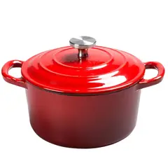 GENERICO - Olla Cacerola Hierro Esmaltado 25 cm Con Tapa Horno Holandés Antiadherente Premium