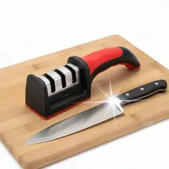 GENERICO - Afilador Profesional Hardline, Afilador De Cuchillos, 3 Opciones De Afilado Rojo