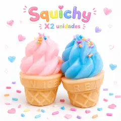 GENERICO - Set X2 Squishies Antiestrés Helados Suaves Azul y rosado