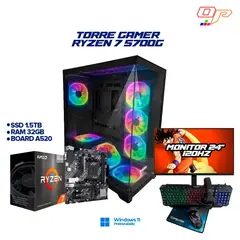 AMD - PC GAMER RYZEN 7 5700G - 32GB RAM - 1.5TB SSD - 7 FANS RGB - MONITOR 24" 120Hz + Combo 4 EN 1