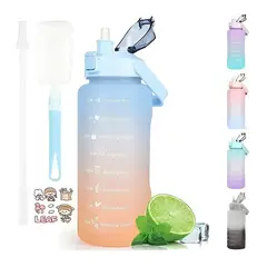 GENERICO - Botella De Agua Motivadora 2 Litros Con Marcador De Tiempo Color Azul