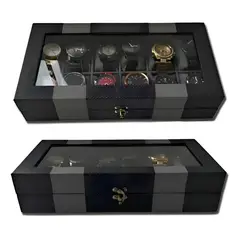 GENERICO - Organizador De Relojes Estuche Relojera De Lujo 12 Puestos Color Negro