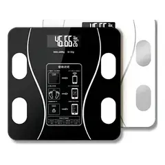 GENERICO - Báscula Digital Bluetooth 180kg Negro Con Medidor Grasa Corporal Vidrio App Negra 110v