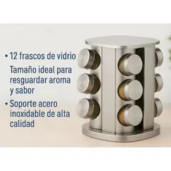 GENERICO - Condimentero Giratorio Para Especias Organizador Vidrio 12 Frascos