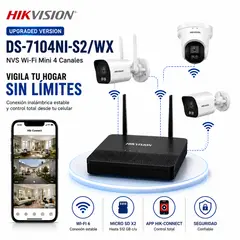 HIKVISION - DS-7104NI-S2/WX NVS WiFi 6 para 4 Cámaras IP hasta 6 MP con Hik-Connect