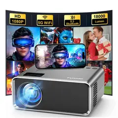 GENERICO - Video Beam Proyector portatil con WiFi 5G+Bluetooth,4K,18000L,1080P FHD-HDMI-Android-WindowsTV Stick
