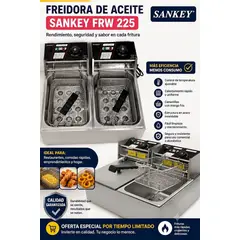 SANKEY - Freidora de aceite electrica profesional FRW 225, Acero inoxidable de 20 litros