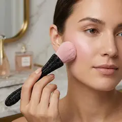 GENERICO - Brocha Maquillaje Profesional Bledo Para Uñas Polvo Cerdas Suaves Mango con Pedrería Premium