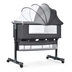 FRAGOLA KIDS - Cuna Colecho Bebe Mosquitero Mecedora Organizador Colchoneta Gris Oscuro