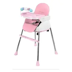 FRAGOLA KIDS - Silla Comedor Bebe 4En1 Juguetes Doble Bandeja Booster Rosa