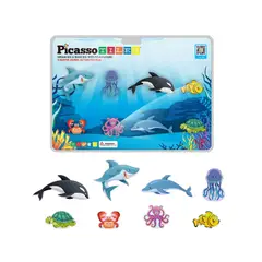 GENERICO - Bloques Magnéticos de Construcción Figuras De Animales Marinos 8 Piezas