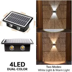 GENERICO - Lampara Solar de Pared Pack x 4 iluminación Recargables impermeable Decoración jardines