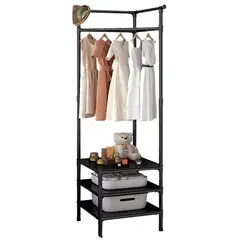 GENERICO - Perchero Esquinero 3 Niveles Organizador Ropa y Zapatos Negro