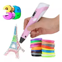 GENERICO - Lápiz 3d Pen Boligrafo Impresión 3d Dibujo Rosa +23Filamentos