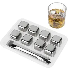 GENERICO - Set X8 Cubos Hielo Metálicos Acero Inoxidable Whisky Bar