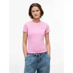 TOMMY HILFIGER - Camiseta rosa slim de punto con logo