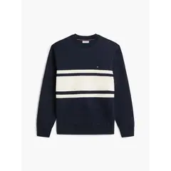 TOMMY HILFIGER - Saco de cuello redondo con diseño colorblock