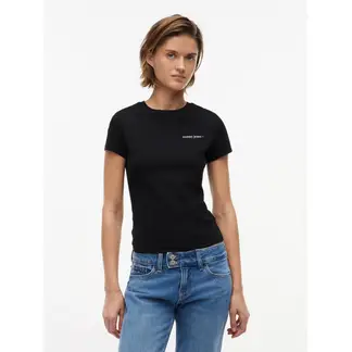 TOMMY HILFIGER - Camiseta negra slim de punto con logo