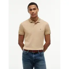 TOMMY HILFIGER - Polo beige de punto interlock de corte regular