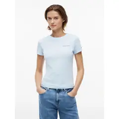 TOMMY HILFIGER - Camiseta celeste slim de punto con logo