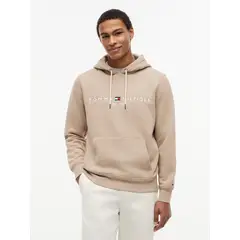 TOMMY HILFIGER - Buzo khaki con capota y logo bordado