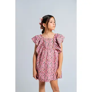 QTORSE - Vestido para niña con estampado floral silueta amplia y arandelas recogidoEmma de