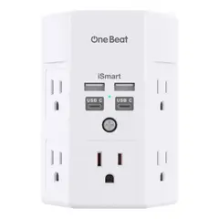 GENERICO - Multitoma One Beat 9 En 1 Blanco Usb Tipo A Y C