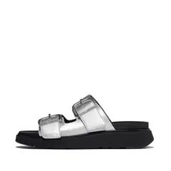 FITFLOP - - GEN-FF SANDALIAS DE DOS TIRAS EN CUERO METALIZADO TUMBLED CON HEBILLA - Plata