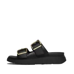 FITFLOP - - GEN-FF SANDALIAS DE CUERO DE DOS TIRAS CON HEBILLA - Negro