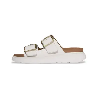 FITFLOP - - GEN-FF SANDALIAS DE CUERO DE DOS TIRAS CON HEBILLA - Blanco Urbano