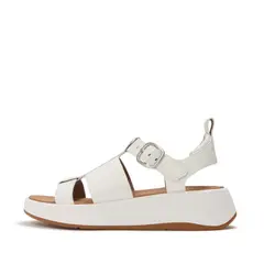FITFLOP - - F-Mode Sandalias Fisherman de Cuero con Flatform - Blanco Urbano