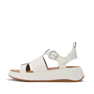 FITFLOP - - F-Mode Sandalias Fisherman de Cuero con Flatform - Blanco Urbano
